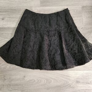 Free People Black Skirt 6 Fit and‎ Flare Chenille Cheetha Flared Skater Side Zip